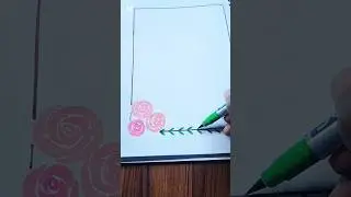 Easy tips for Rose painting+ Cover page design with brush pen #art #shorts #painting