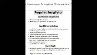Invigilator Jobs 2023 #applyonline #ots