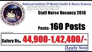 Latest staff Nurse Vacancy NIMHANS, Bengaluru || Sister Grade 2 Vacancy 160 Posts.