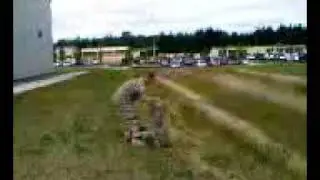 Slat and logan human wheel on rocks