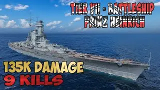 World of Warships | Prinz Heinrich | 9 KILLS | 135K Damage - Replay Gameplay