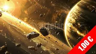 Golden Asteroid Belt & Ringed Planets &mdash; HD Space Stock Footage