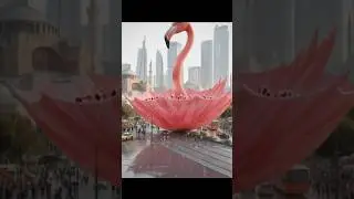 🦩Giant Hybrid Flamingo-Umbrella Appeared in Istanbul!☔😱
