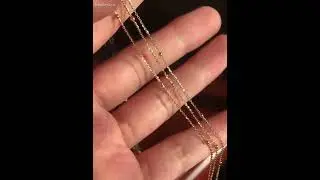 JewelyEva Small 18K Solid Gold Bead Link Necklace Rose Gold Yellow Gold