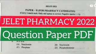 JELET 2022 PHARMACY QUESTION PAPER PDF DOWNLOAD