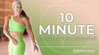 10 Minute STANDING Tone FULL BODY & CORE Workout | Dumbbells | No Jumping