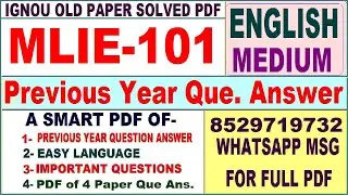 MLIE 101 Previous Year Question Paper Solved in English || mlie 101 important questions with answers
