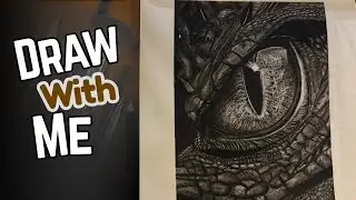 How to Draw a Realistic Dragon Eye with Charcoal | Satisfying Timelapse Art Process