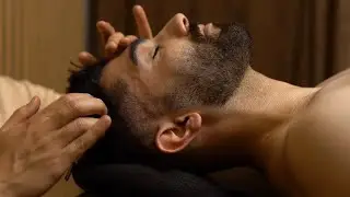 Fitness Man Getting ASMR Relaxing Face & Head & Neck Massage