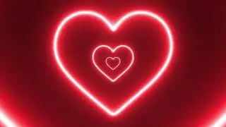Red 💕 Neon Heart Zoom Lights Love Tunnel Background Seamless Loop