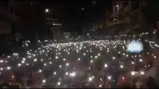 Beautiful lights by night protest in Myanmar