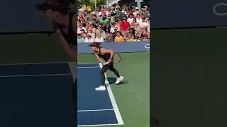 Professional Tennis Player Madison Brengle Serving at the US Open in Flushing Meadows NY