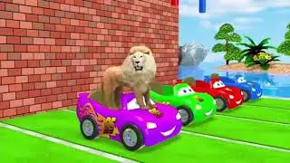 Long Slide Game with Cow Elephant Gorilla Hippopotamus Tiger🐯🐅#viral 