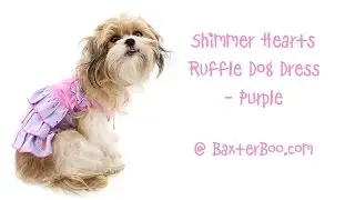 Shimmer Hearts Ruffle Dog Dress - Purple