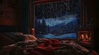 Peaceful Night by the Window 🌙 Gentle Rain Sounds and Fireplace Ambience for Relaxing Sleep