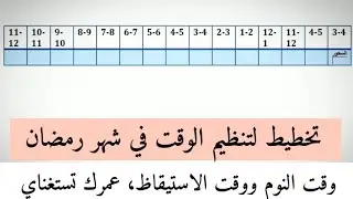تخطيط لتنظيم الوقت في شهر رمضان المبارك وقت النوم ووقت الاستيقاظ عمرك تستغناي عليه