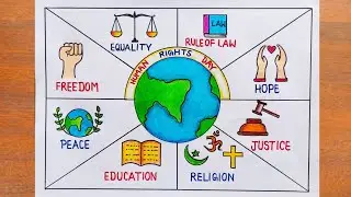 Human Rights Day Drawing/ How to Draw Human Rights Day Poster Easy Step by Step/Human Rights Drawing