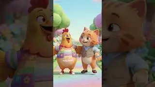 Giant Hen Teaches Fancy Cat The Bounce Dance #kidsrhymes #shorts
