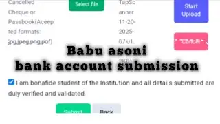 Babu asoni bank account submission 
