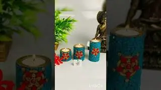 Wooden round pillar candles stand set of 3 pcsChoose from 4 colour optionsFine stone-studded Size 2