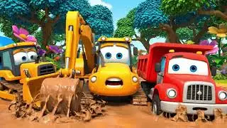 Kids and Animals Save Stuck Construction Trucks | Fun Mud Rescue Story