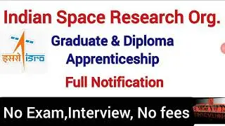 Isro Graduate & Diploma Apprenticeship Training Recruitment 2021|No Interview & No fees