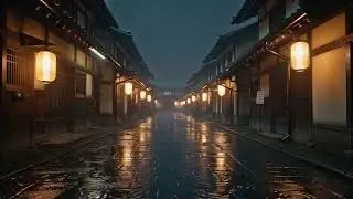 Kyoto Night Rain 🌧️ Calm Japanese Street Sounds for Deep Sleep