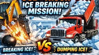 Truck & JCB Gameplay ❄️ Ice Clearing and Dumping Mission