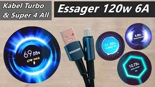 Test Kabel Turbo Charger Essager 120w Arus 6A Support MiTurbo Supervooc Super Charger Powerchager