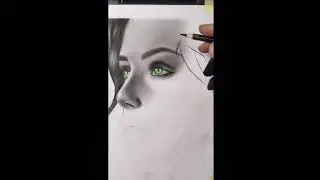 Drawing a portrait with charcoal pencil technique pen eraser Drawing Female Face with Tears Practice