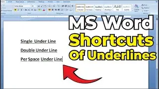 Ms Word Shortcut Key Underline | Underline Secret in MS Word 3 Shortcut Key You Must Know Urdu/Hindi