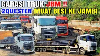 Garasi Truk JBM !! 3 QUESTER GWE 280 Keluar Garasi Muatan Besi Beton & pipa kirim Ke Sumatera