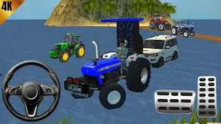 My Mahindra Scorpio stuck in sea water and my new holland tractor rescue the car #tractorgame 