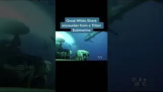 Great white shark encounter from a Triton submarine #ocean #shark #subscriber #shorts