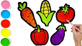 Learn,  Vegetables Drawing, Coloring & Painting For Kids | Easy Vegetables Drawing Tutorial 