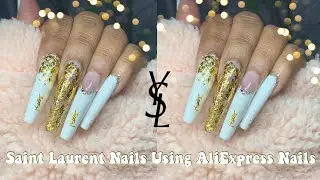 Apres Dupe Method Using AliExpress Nails | YSL Designer Themed Nails | Nail Tutorial For Beginners