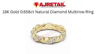 18K Gold 0.658ct Natural Diamond Multirow Ring