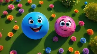 Seven Bouncy Balls Learn Big and Small | Size Comparison Song| Nursery Rhymes and Learning Songs