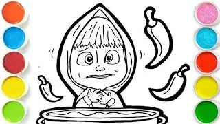 MASHA with spicy food Drawing, Painting & Coloring For Kids and Toddlers_ Child Art