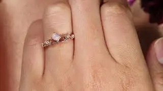 Sale 6mm Round Cut Opal with Diamond Dainty Tiara Wedding Ring for Women