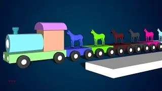Learn Colors with Colors Horse on Steam Train | Colorful Horses Transported By Toy Train