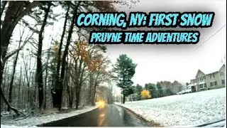 ROAD TRIP #299: 4K Erwin NY to Corning. First Snowfall Drive. Winter Wonderland. Pruyne (Prine) Time