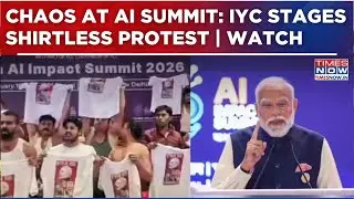 India AI Impact Summit 2026: Youth Congress Stages Shirtless Protest Inside Bharat Mandapam | Watch