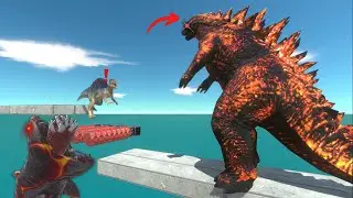 DEADLY SKY BRIDGE - ESCAPE FROM GODZILLA FIRE!! - Animal Revolt Battle Simulator