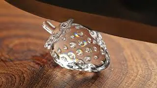 Satisfying Macro Glass Strawberry Cutting ASMR