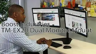 Boost Industries TM-EX20 Freestanding Height Adjustable Dual Arm Desktop Monitor Mount