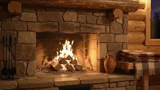 Rustic Cabin Fireplace at Night | Natural Fire Sounds for Sleep, Relax & Focus (4K)