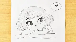 Easy way to draw Heart Broken Sad Girl || step by step drawing || pencil drawing tutorial
