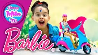 Barbie Pink Passport Doll Scooter 11 Pieces unboxing and funny review for girls | HappyMilaTV #302