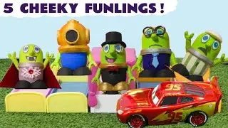 5 Little Monkeys Jumping On The Bed Nursery Rhyme with Funny Funlings Toys